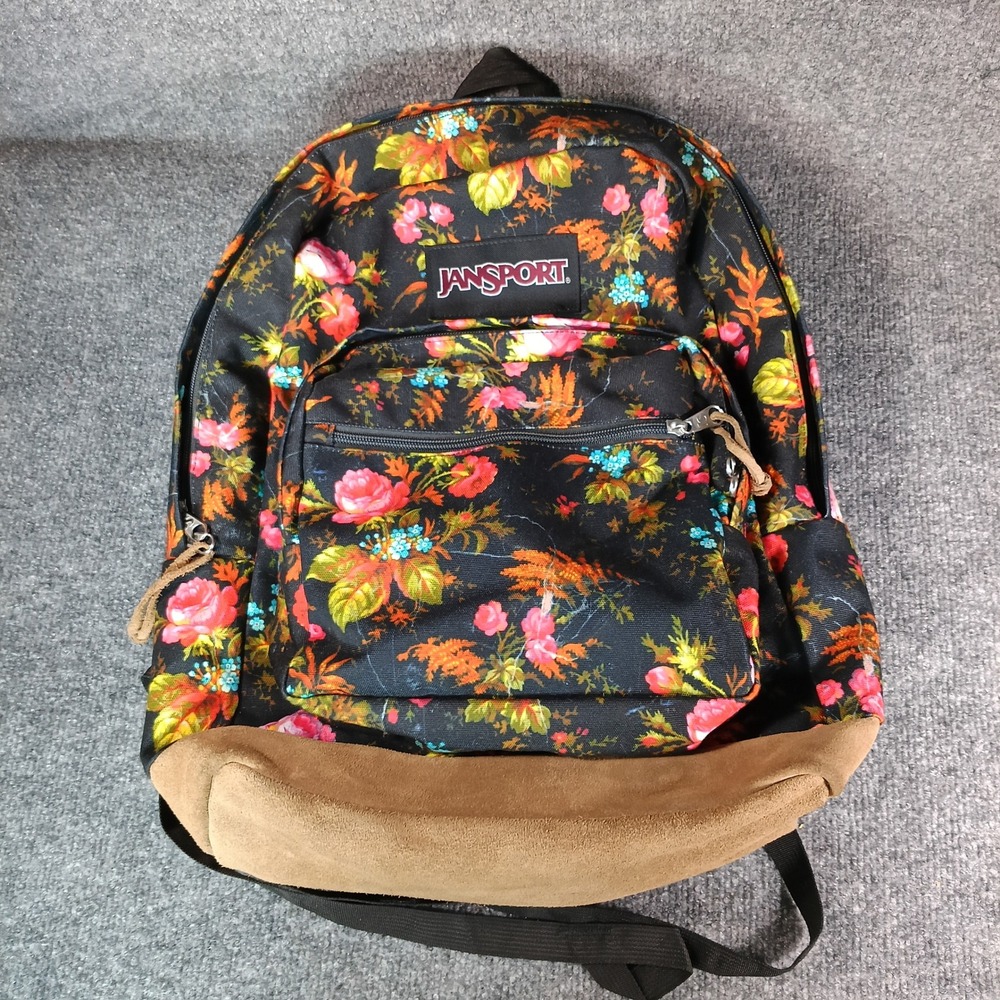 JanSport Right Pack Backpack Women OS Floral Suede Bottom Canvas Daypack
